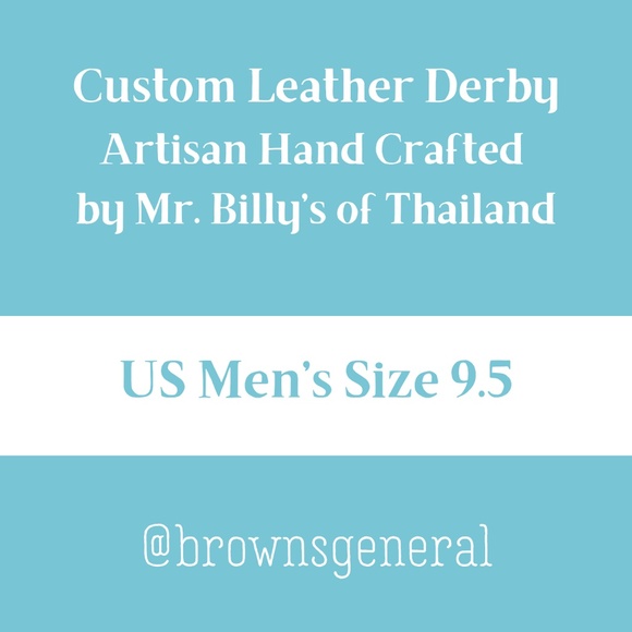 Men’s Derby Dress Shoe US 9.5 Hand Crafted Custom Leather by Mr. Billy Thailand - Picture 3 of 14